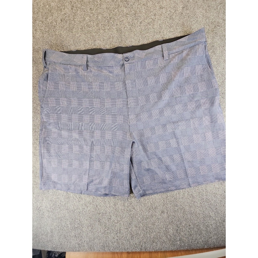 Reebok Shorts Mens 54 Navy Blue Plaid Pockets Logo Performance Golf Casual 1581